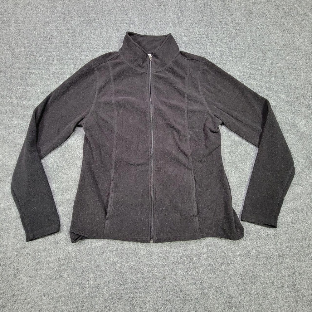 Exertek Jacket Womens XL Black Full‎ Zip Fleece Lightweight Outdoor Layer Active
